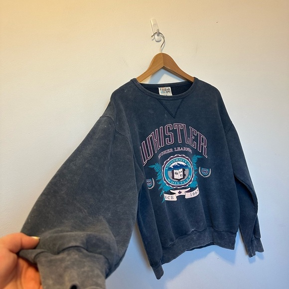 Vintage Sweater Crewneck Whistler Cozy Warm Preppy Acid Wash Style Cottagecore - Picture 11 of 13